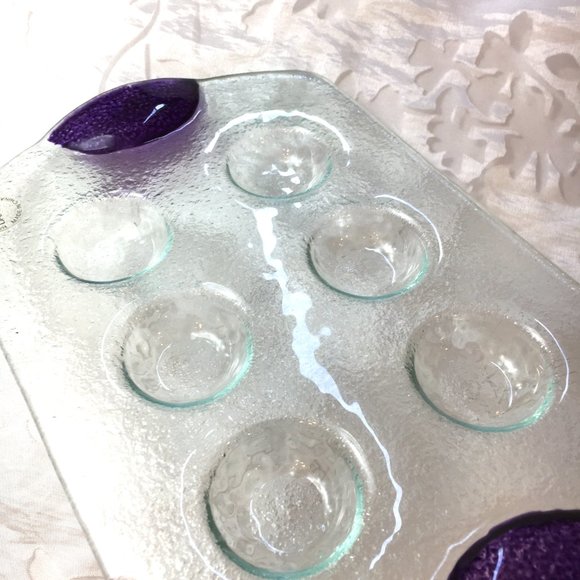 * Dansk Escargot Devil Egg Serving Six Pocket  Glass Tray - Picture 7 of 8